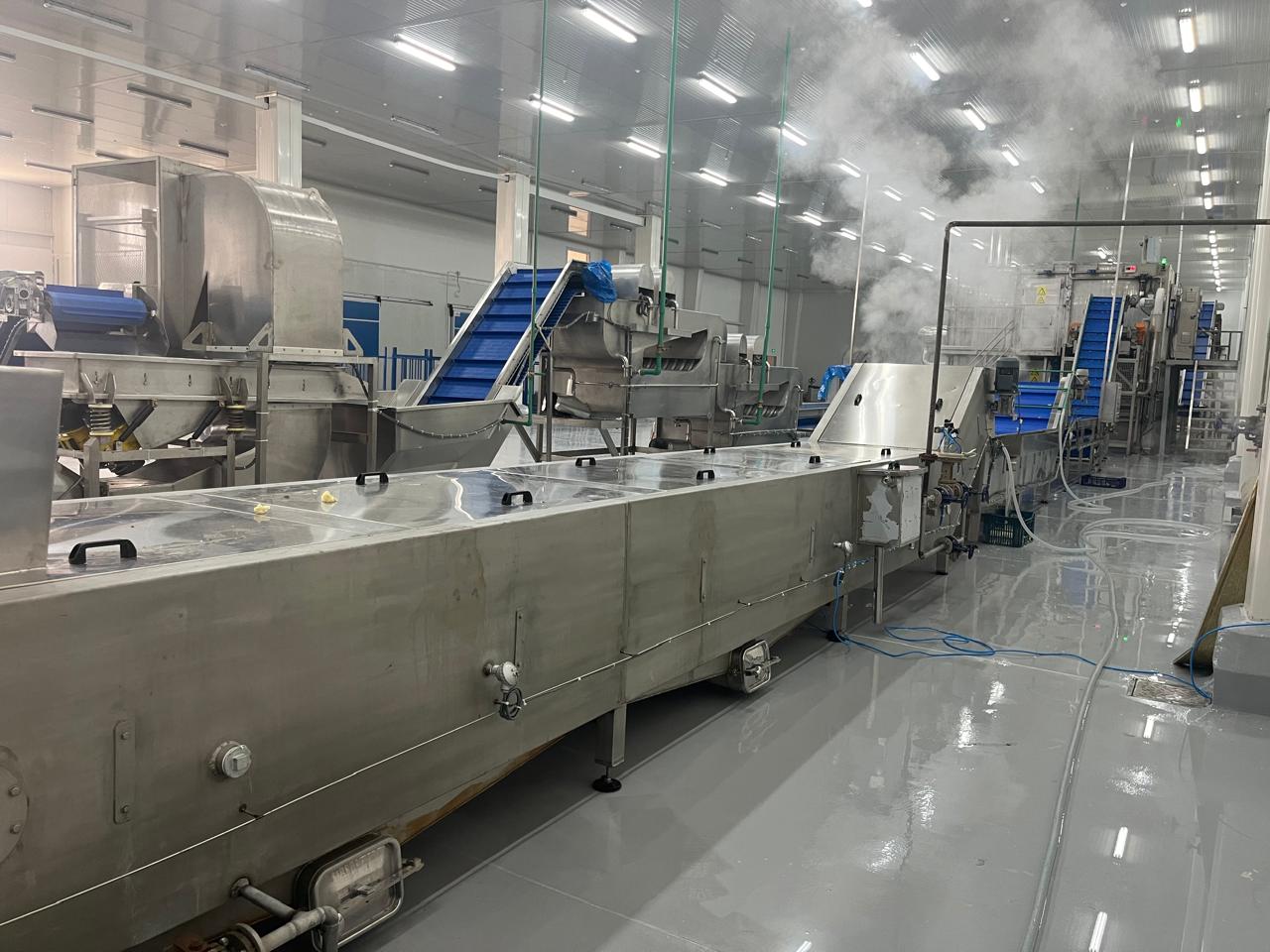 Product entering the blancher